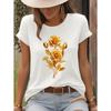 Fashion Women Rose Printed T-Shirt O-Neck Short Sleeve T-Shirt Simple Design Versatile Daily Wear Elegant Style Women Clothing