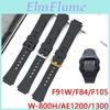 Casio F91w Strap Resin For F94 F105 W800h W218h Ae12001300 Black Tpu Rubber Convex Watch Band Pin Buckle Accessories 18mm