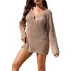 S To XL Size Women's Beach Dress Feature Long Sleeve Cut Out Design Nylon Fabric Cover Up For Water Sports
