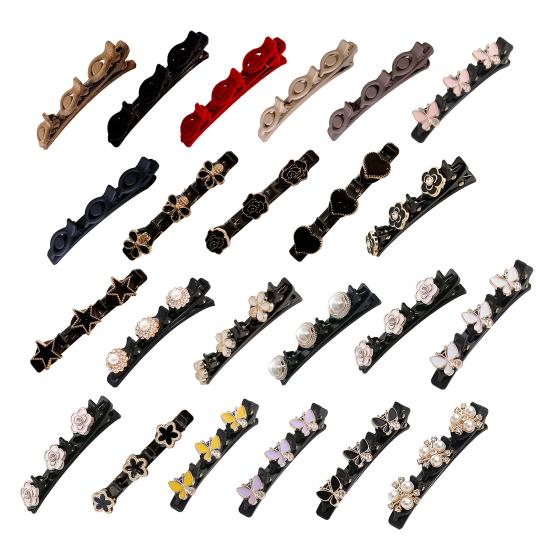 Women Hair Pin Sparkling Rhinestones Flower Decor Clear Dazzling Braided Hairpins Bang Hair Styling Tool Hair Accessories