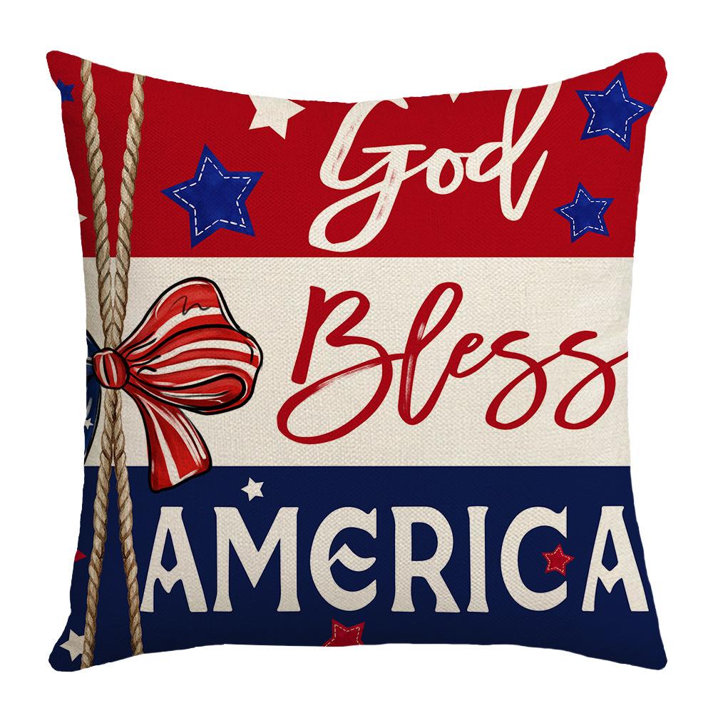 Festive Atmosphere Decorative Pillowcase Love Star Independence Day Printed Pillowcase Home Bedroom Sofa Pillowcase
