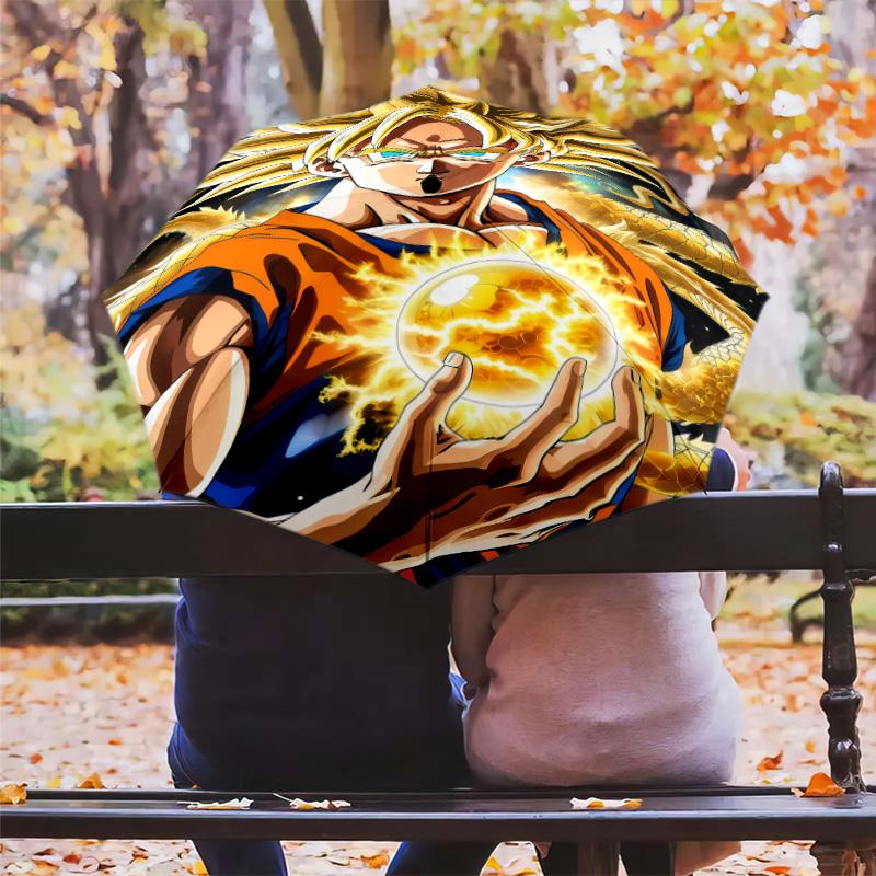 1 Pezzo Ombrello Pieghevole Automatico - Modello Dragon Ball Super Design Pieghevole Portatile Con 8 Stecche Regali di Natale Compleanno