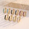 ZAKOL Geometric Square Colorful Zircon Hoop Earrings for Women Girls Fashion Minimalist Ear Accessories Shiny Crystal Zircon