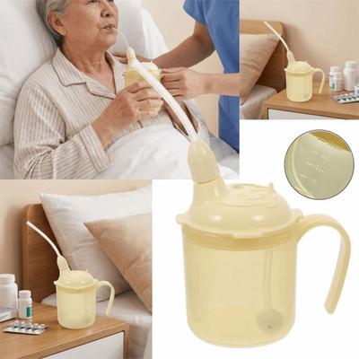 Mit Griff Schluckstörungstasse mit Strohhalm Wasserregulierende Tasse Hohe Qualität Anti-Erstickungs-Tasse Häusliche Pflege