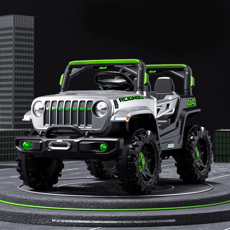 

Детская электрическая четырехколесная внедорожная коляска с дистанционным управлением, двойным приводом, Bluetooth, музыкой, светодиодными фонарями, 3 режима красный