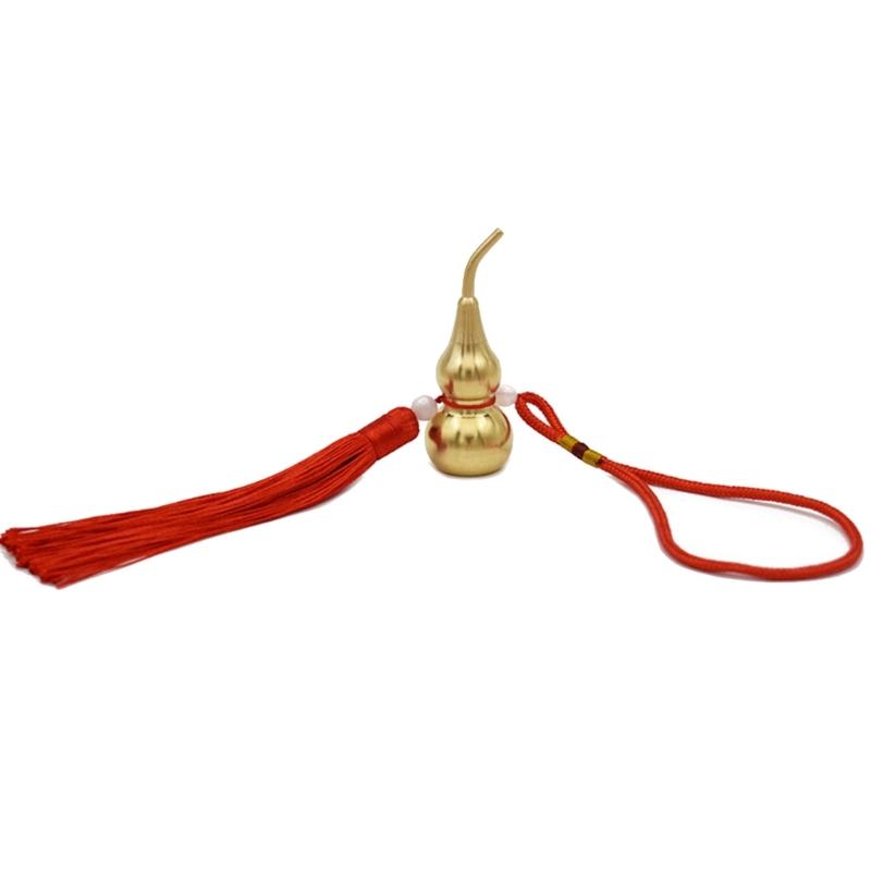 Antique Copper Gourd Hanging Decors Metal Ornament Lucky Tassels Charm Perfect for Living Room Office Car Interior