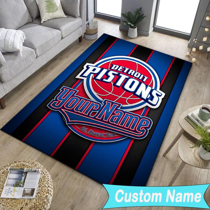 Custom NameDetroit Basketball Art Carpet, Indoor Rug, Chair Rug, Living Rooms, Doormat Made From Polyester Home Decor Birthday Christmas Gifts