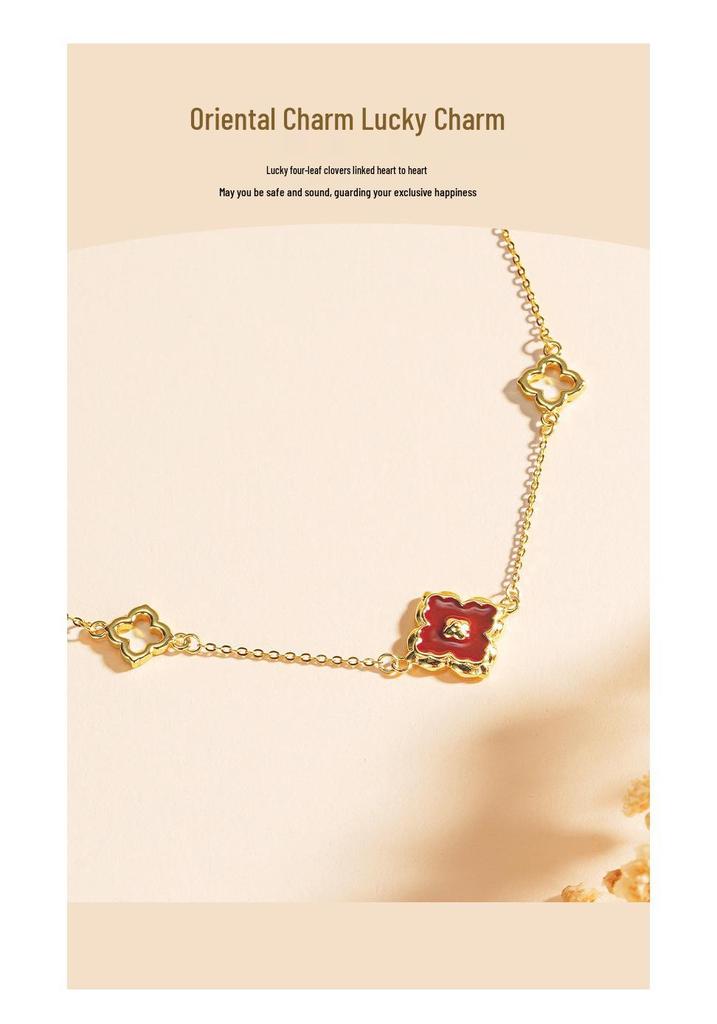 Tichiya Lucky Four-Leaf Clover S925 Sterling Silver Enamel Necklace for Women – Elegant and Versatile.