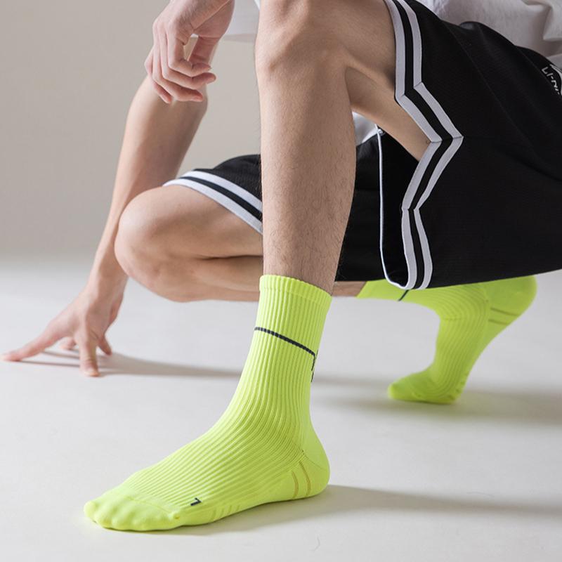 1/6 Pairs New Outdoor Sports Marathon All Seasons Running Crew Socks Men Colorful Quick Dry Exercise Fitness Training Thin Crew Sock
