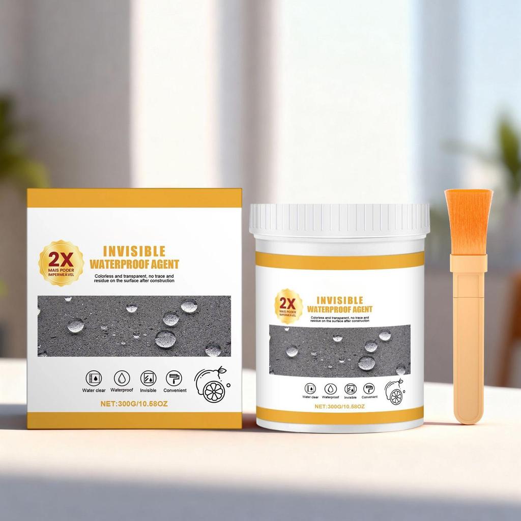 Invisible Waterproof Agent 300g Long-Lasting Filler Paint with Brush Transparent Waterproof Sealant for Concrete Roof Wood