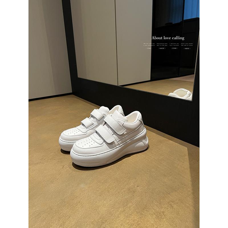 Sheepskin version~ Ann classic Velcro thick-soled heightening Velcro board shoes women's 2025 new casual little white shoes