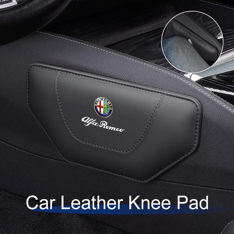 Car Leather Knee Pad Interior Pillow Comfortable For Alfa Romeo 159 Giulietta Giulia 147 Mito 166 GT Stelvio F1 Brera Volante