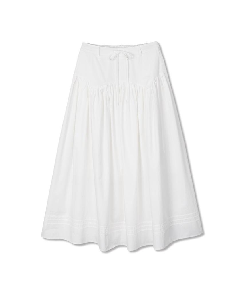 Michikoleondeonkosino Flare Shirred Maxi Skirt White
