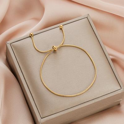 Trendy Eenvoudige Gouden Kleur Slangenhanger Roestvrij Staal Armbanden voor Vrouwen Verstelbare Vrouwelijke Dagelijkse Draagarmband Sieraden