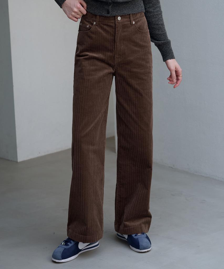 Deuloupisumeon Corduroy Semi-Wide Cotton Pants [Cream]