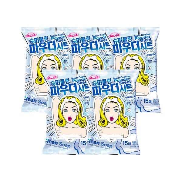 

Листовой дезодорант Miss Sasa Super Cooling Powder очищает 15 листов, 5 штук, корейская косметика