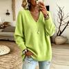 Women's Loose Fit V-Neck Knit Sweater Casual Versatile Top for Everyday Wear