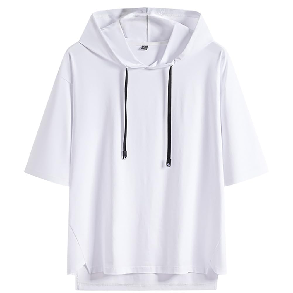 Summer Short Sleeve Soft and Plus Sizes Popular Solid Casual Pullover with Cool White Size M [FJLTDCP] Men's Hoodie, Hoodie, Thin, Stylish, Available,