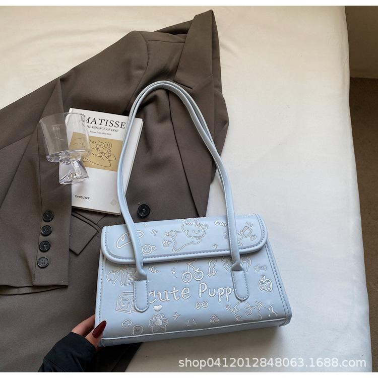 

Fashion trend printed shoulder bag 2025 new niche design simple underarm bag versatile foreign style handbag