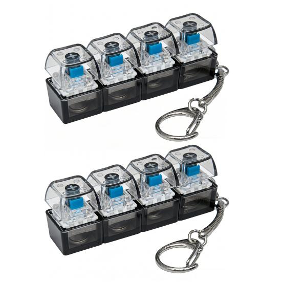 1/2 Stück 4-Tasten Fidget-Tastatur-Spielzeug mit Licht Stressabbau Transparente Kappe Tastatur Finger-Clicker Schlüsselanhänger Dekompressionsknopf Sensorisches Spielzeug