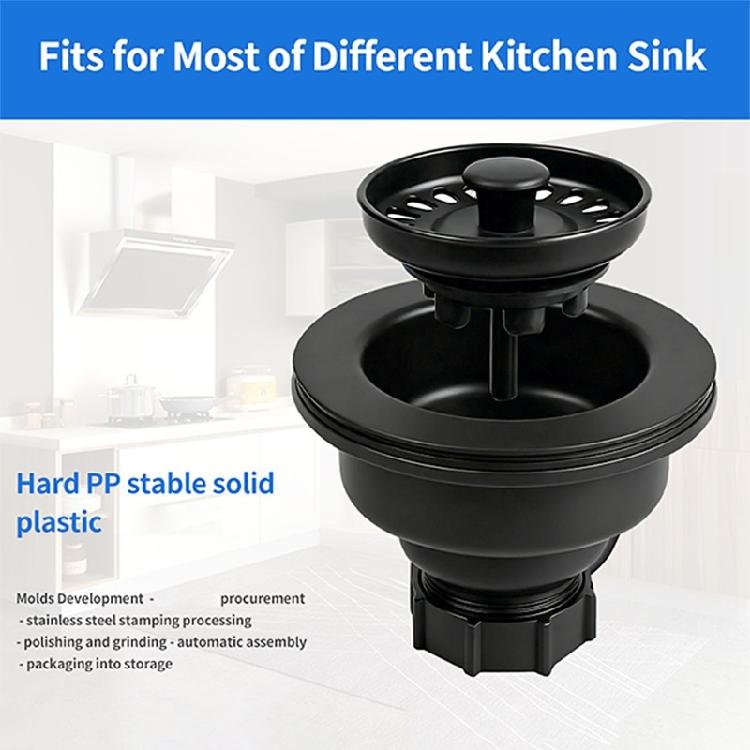 Kitchen Sink Maintenance Part, Plastic Strainer Drain Component with Basket, Center Lift Insert and Lower Screw Connection