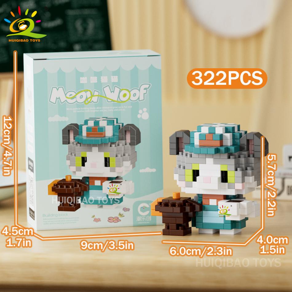 MINI Working Cat Pet Dog Micro Model Building Block Set Kids City Cartoon Animal Diamond Bricks Educational Toys Adult