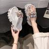 Versatile Heightening Thick Bottom Stepping On Shit Feeling Cool Slippers Women's 2025 Summer New Fashionable and Cute Flip-flops Women's Outer Wear