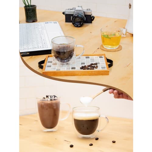 Coffee Mug [Insulates hot and cold drinks, keeps ice from melting] Double-walled glass coffee cup, heat-resistant, glass cup (350ml, single item)