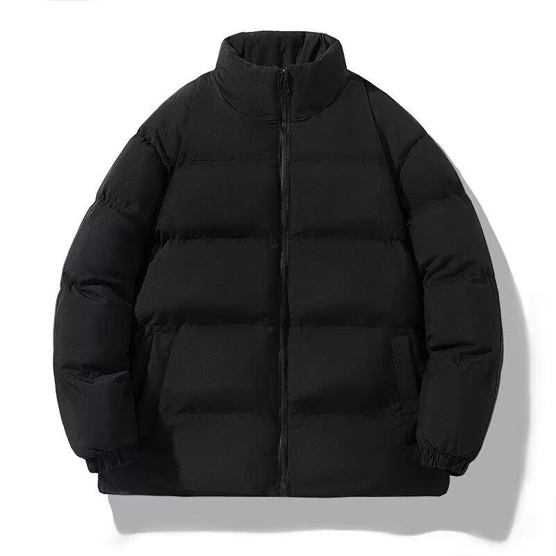 2025 winter new cotton clothes for men and couples color-blocking bread suits, stand-up collars, warm loose jackets, trendy cotton clothes