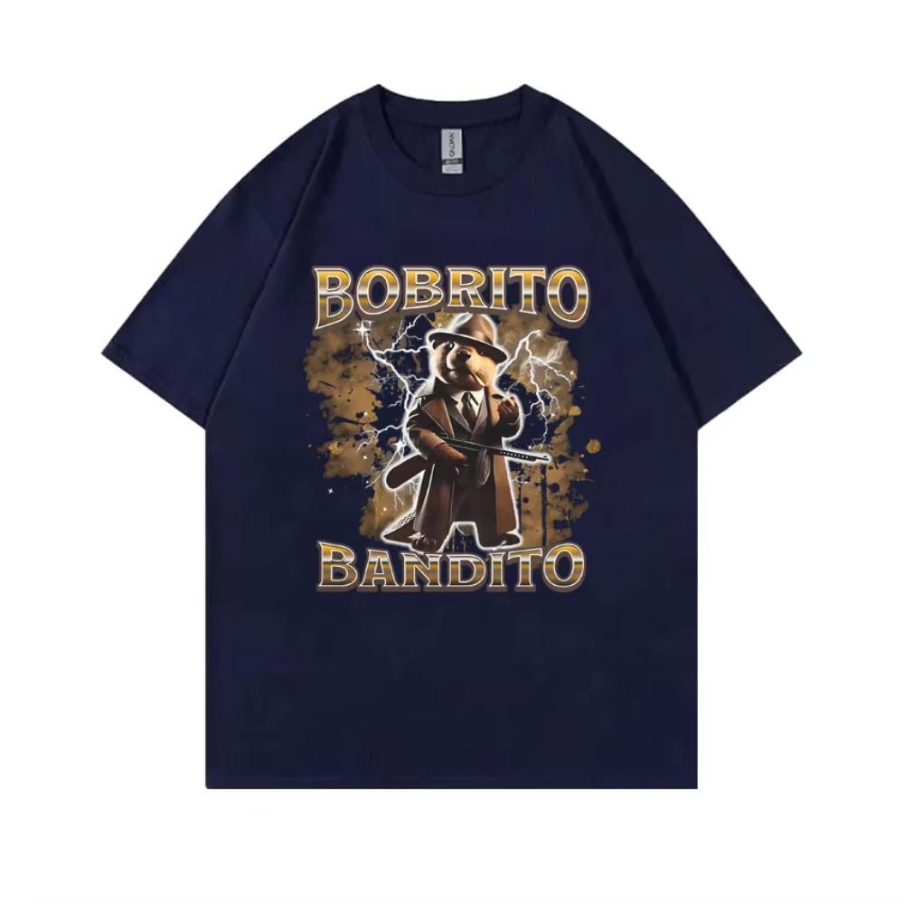 Italienische Brainrot Bobrito Bandito T-Shirts Capybara Lustiges Meme T-Shirt Unisex Damen Mode Lässig Humor Übergroß Männlich Kurzarm