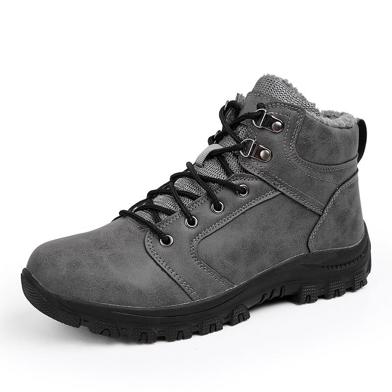 Winter Men Boots Short Plush 2018 Shoes Men PU Snow Boots Rubber Ankle Botas Fashion Leather Snow Shoes Lace Up Warm