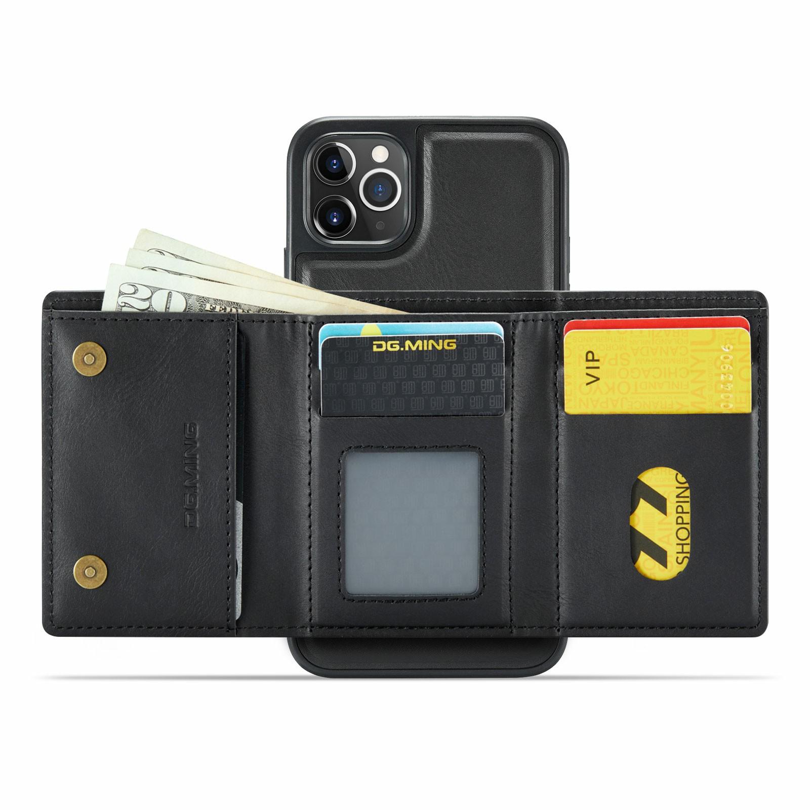 

DG.MING M6 Series For iPhone 11 Pro Case Magnetic Wallet PU+PC+TPU Phone Cover Black