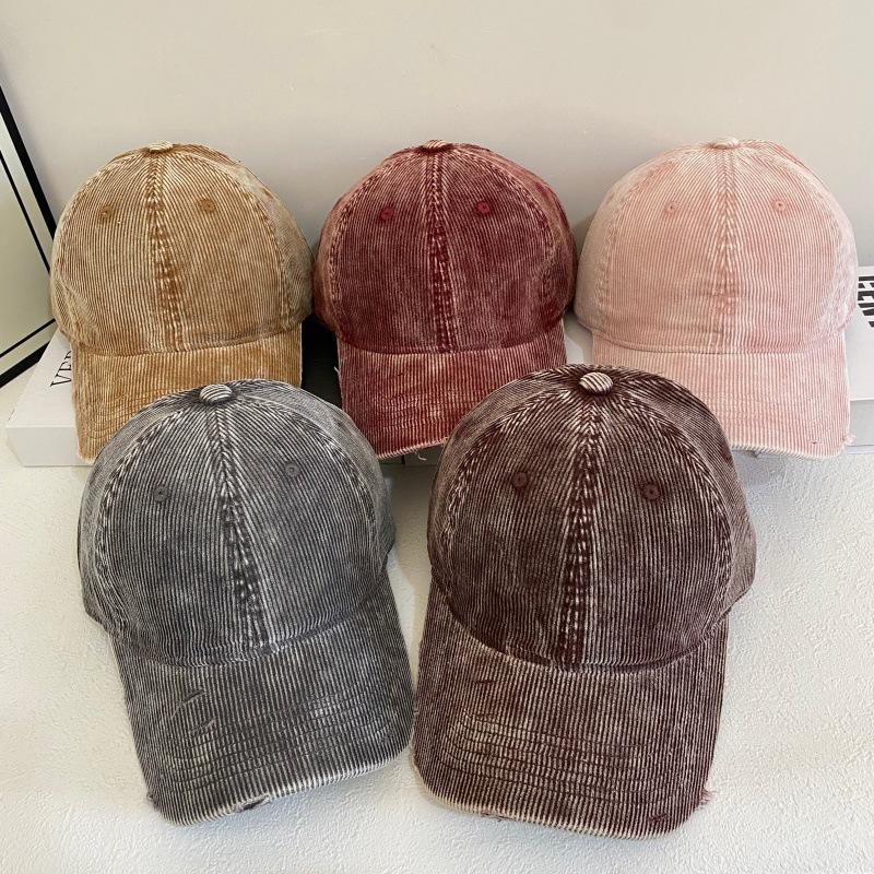 Vintage Washed Corduroy Ripped Baseball Cap Men Women Same Style Men Women Corduroy Ripped Dad Hat