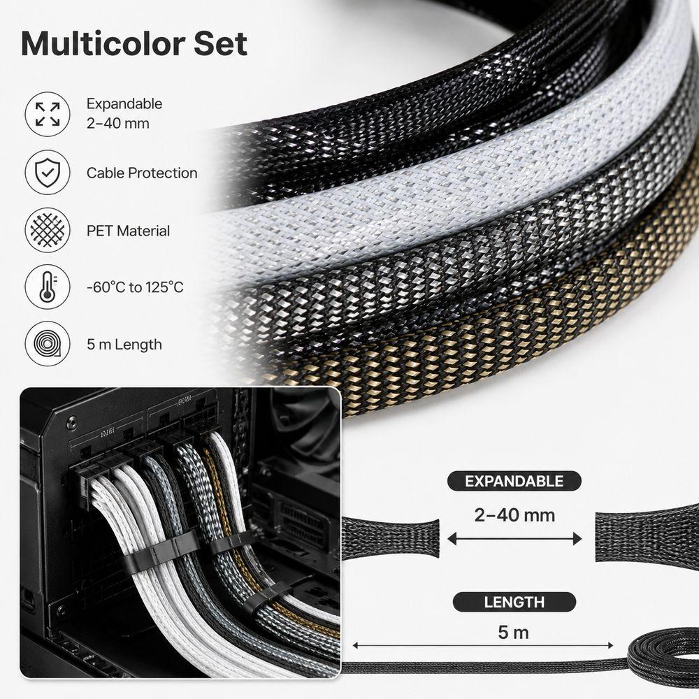 Flame Retardant Braided Cable Sleeve PET Cable Sleeving New Braided Sleeving  Hardware Accessories