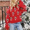 BITCED Fall/Winter Women's Pink Bubble Sleeve Pullover Christmas Sweater