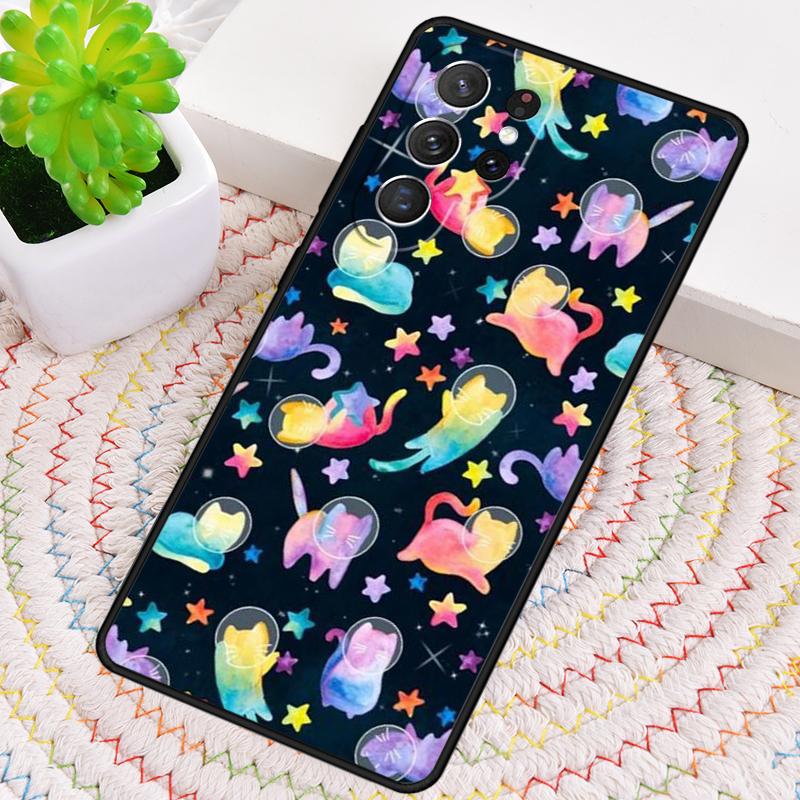 Space Happy Cats TPU Phone Case For Samsung Galaxy Note 10 Pro S26 S25 S24 S23 S22 Ultra Plus S21 FE S20 Shockproof Cover