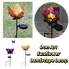 Lotus Shaped Solar Powered Lamp Hollow Out Design Waterproof Outdoor Lighting Fixture LED Flower Iron Ground Plug