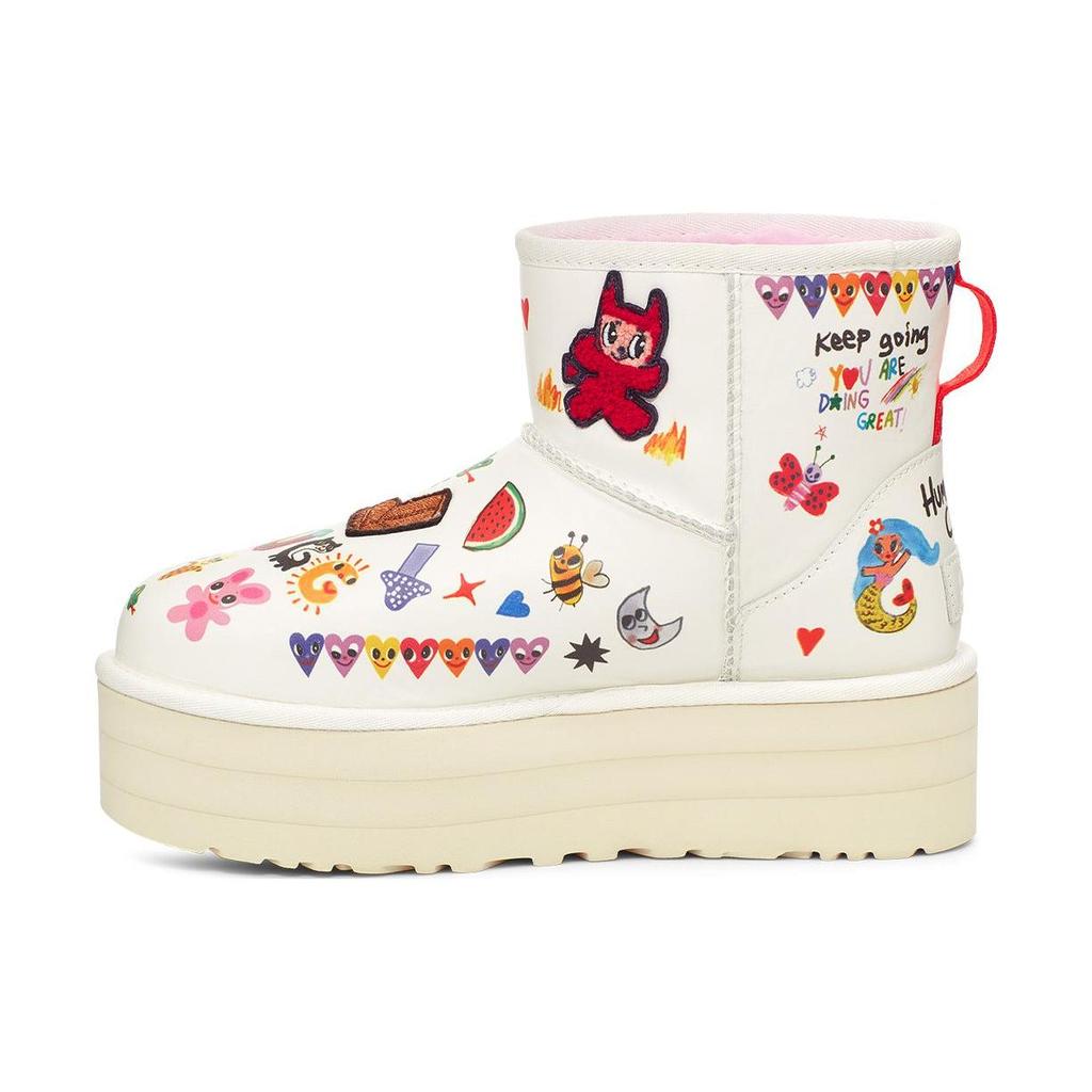 UGG Klasické platformové boty Pop Sketch Dámské tenisky Bílé 1153065-WHT
