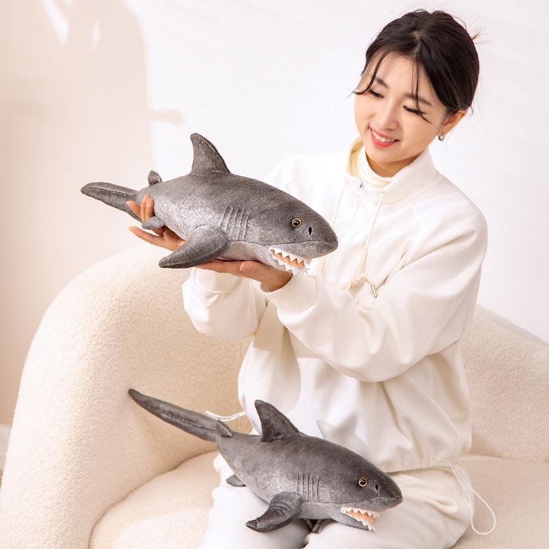 Simulated Marine Animal Shark Doll Plush Toy Gray Shark Doll Children's Soothing Doll