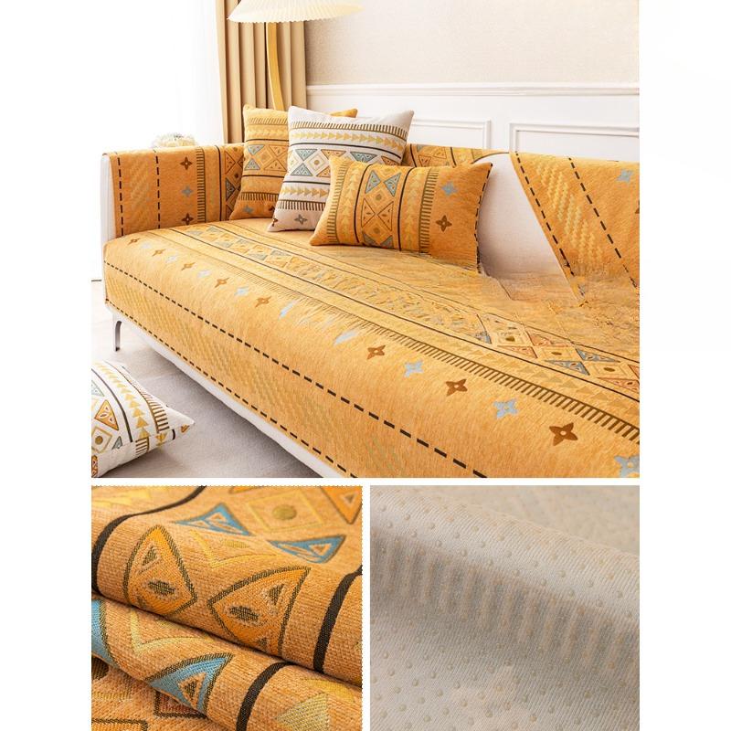 Ethnic Style Sofa Cushion Four Seasons Universal Chenille Non-Slip Cushion Simple Modern Sofa Cover