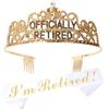 Regalo tema pensione diadema accessori festa cerimonia di pensionamento corona con lettere cinturino per diadema set combinato premio