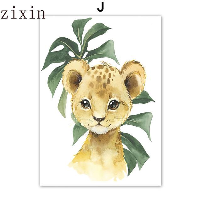 Niedlicher Löwe, Giraffe, Zebra, Gepard, Dschungeltiere, Wandkunst, Leinwand, nordische Poster, Malerei und Drucke, Wandbilder, Kinderzimmer-Dekoration