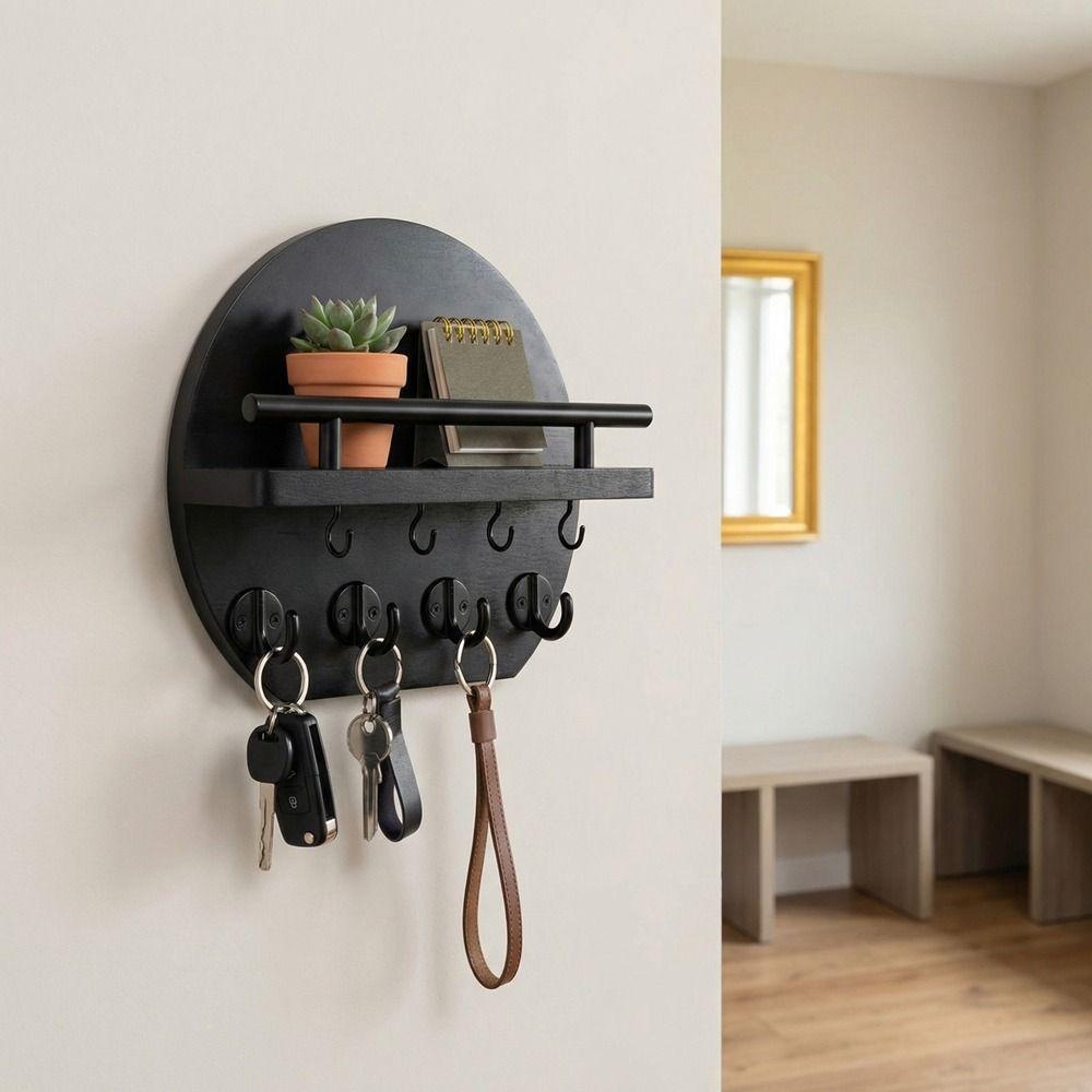 Pratico Portachiavi da Parete Retrò Semplice Organizer da Parete in Legno per Posta con Mensola Mensola Sospesa da Parete Ingresso