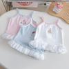 Girls Summer Princess Splice Lace Camisole Cartoon Embroidery Sleeveless Vest Top
