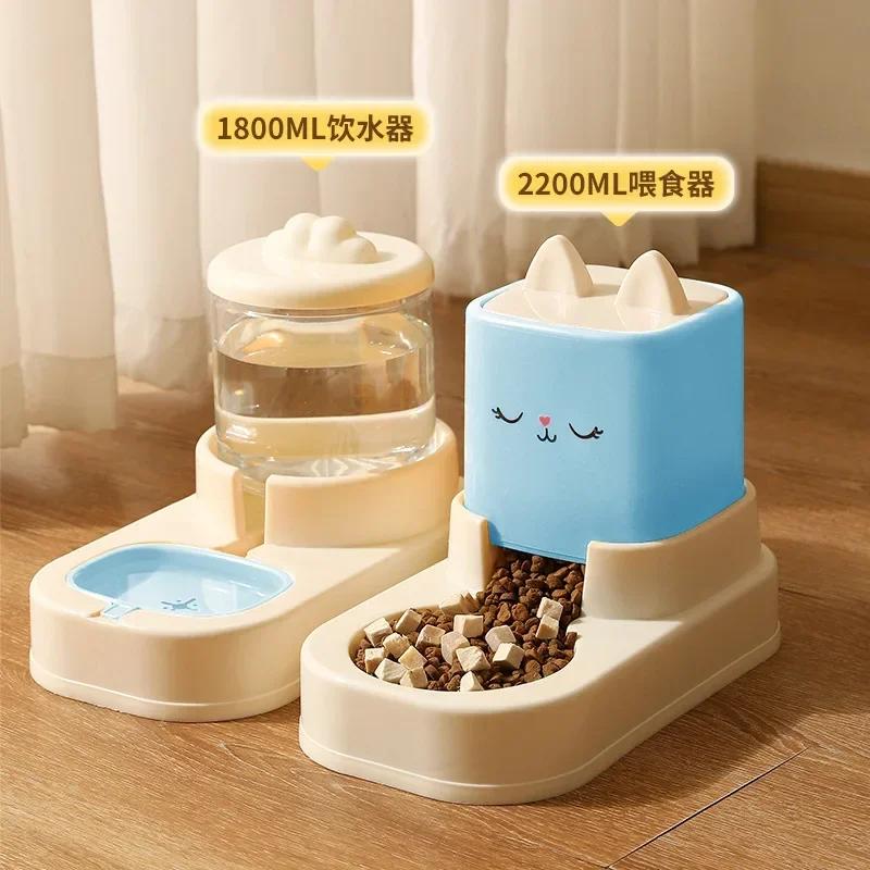 Pet Cartoon Automatic Feeding Water Feeder Large Capacity Cat Dog Universal Cat Bowl Dog Basin Pet Supplies