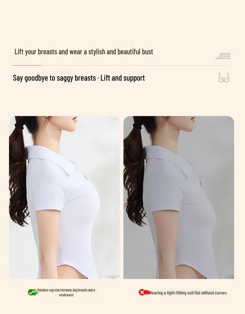 Petal Red Seamless Strapless Push-Up Bra - Anti-Sag, Breathable, Thin, Enhances Small Chest  