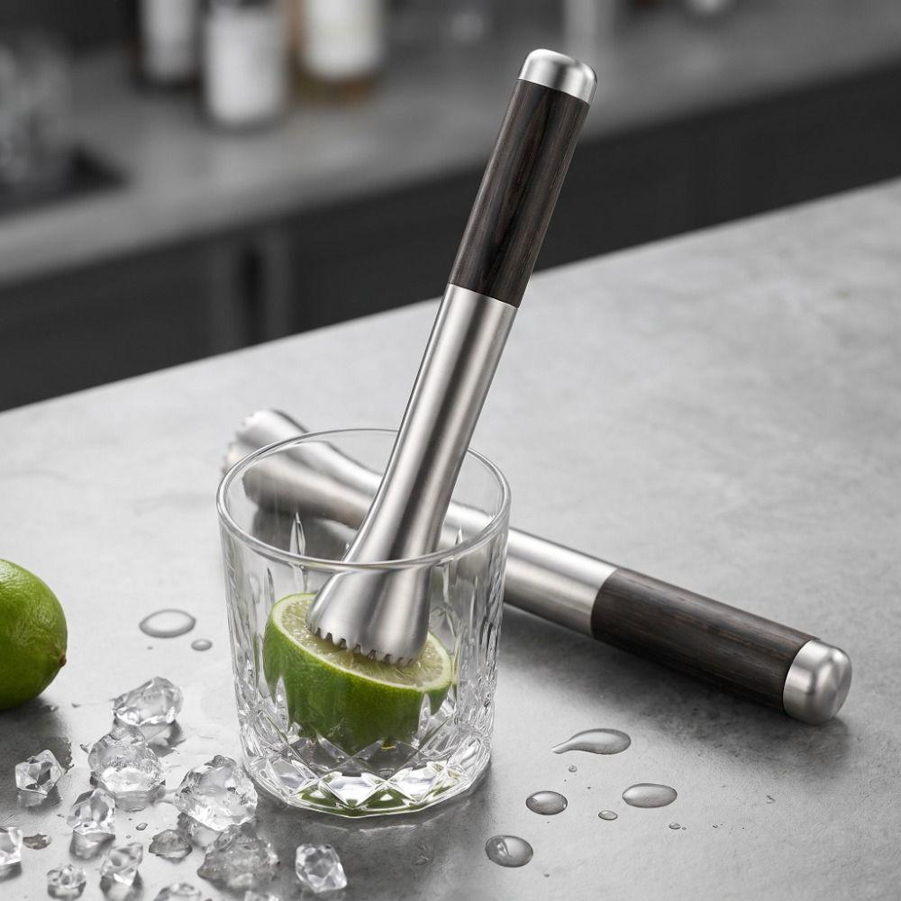 304 Stainless Steel Ice Crusher Anti-Slip Wood Handle Ice Crushing Hammer Fruit Masher DIY Barware