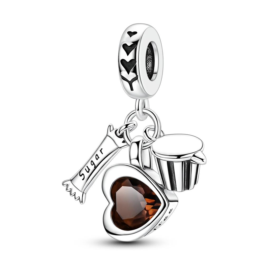Coffee Charm Bead Copper Fit Bracelet Pendnat Making Original Charms For Woman Jewelry