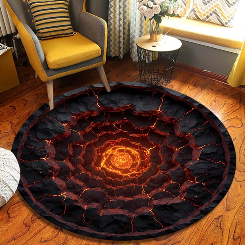 3D Vision Stone Round Area Rug,Carpet Rug for Living Room Bedroom Sofa Playroom Decor,Non-slip Floor Mat