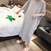 Women's Summer Smiley Face Nightgown - Loose Fit, Plus Size, Short Sleeve, Over-Knee Length, Perfect for Pregnant Women
